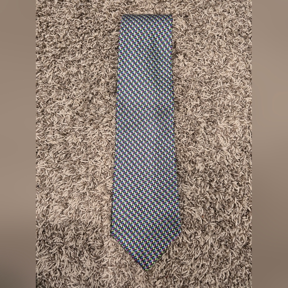 FRATELLI MODA 100% SILK HANDMADE ITALY MENS TIE GEOMETRIC